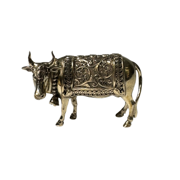 Hand-Crafted Sacred Brass Cow Statue | Traditional Hindu Kamdhenu Figurine | Religious Symbol Prosperity Motherhood | Authentic Puja Room Spiritual Temple Decor