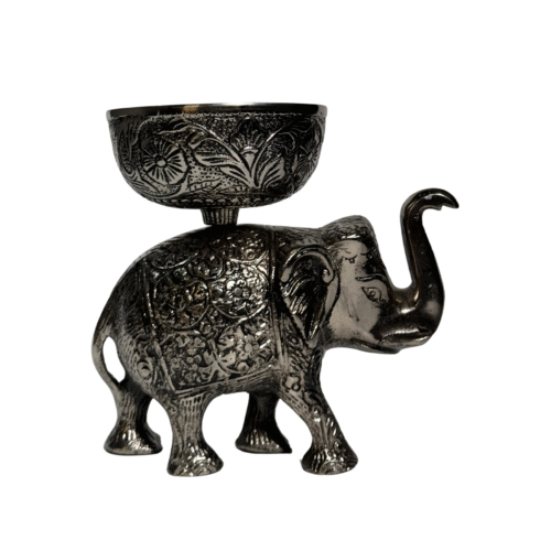 Metal Elephant with Serving Bowl  | Functional Art Removable Bowl | Traditional Indian Design Dry Fruits Snacks Entertaining | Dual-Purpose Home Decor