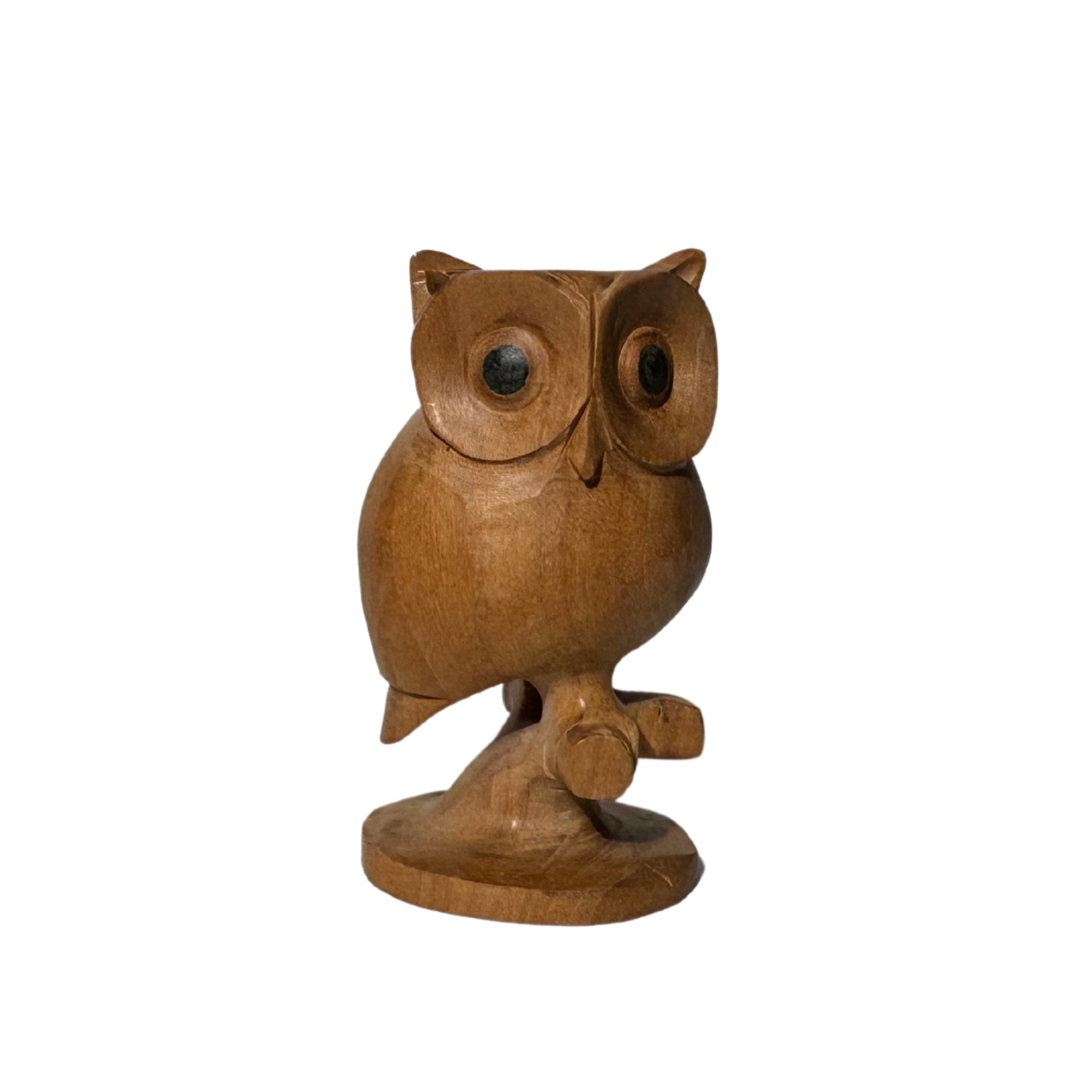 Hand-Carved Wooden Owl Sculpture | Natural Wood Grain Wisdom Symbol | Traditional Carving Meditation Decor Office Desk Spiritual Gift