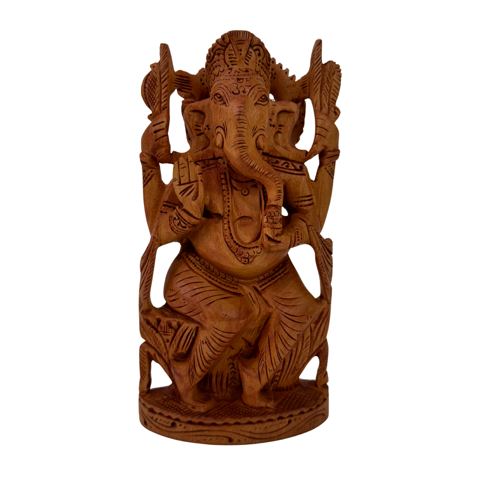 Hand-Carved Wooden Ganesha Statue | Kadam Wood Ganpati Idol Murti Home Temple Puja Room | Traditional Indian Handicraft Spiritual Gift | Vastu Decor