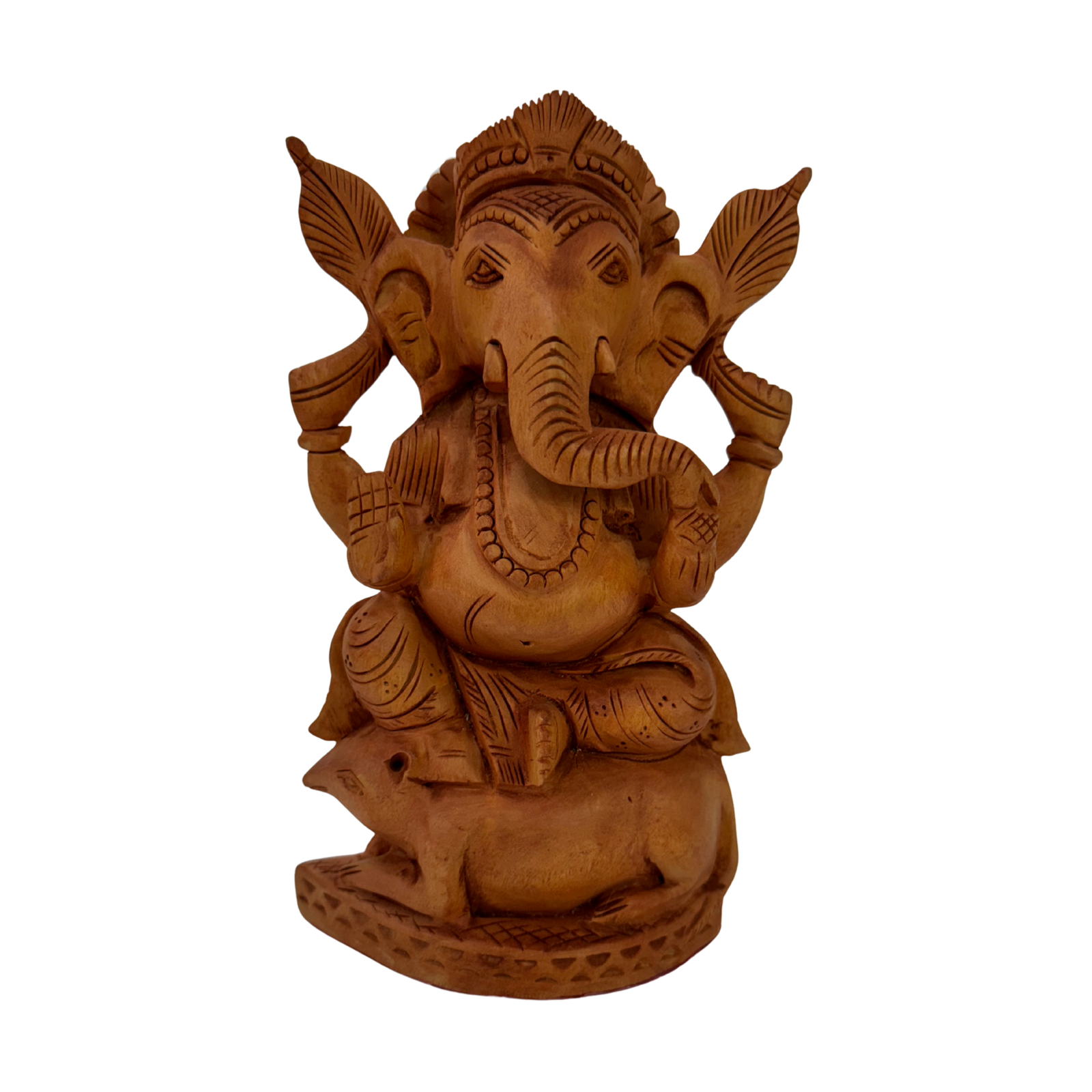 Hand-Carved Wooden Ganesha Statue | Kadam Wood Ganpati Idol Murti Home Temple Puja Room | Traditional Indian Handicraft Spiritual Gift | Vastu Decor