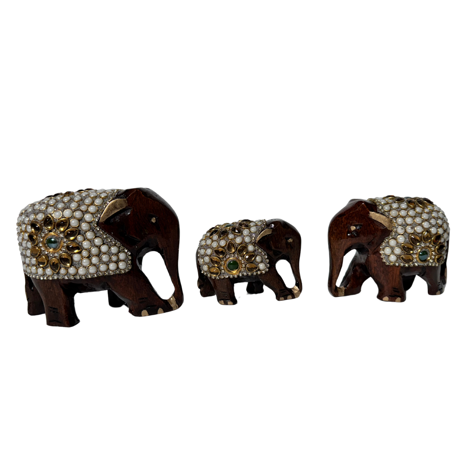 Hand-Carved Wooden Elephant Pearl Finish | Lustrous Pearlescent Coating Iridescent Sculpture | Elegant Sophisticated Home Office Decor Gift