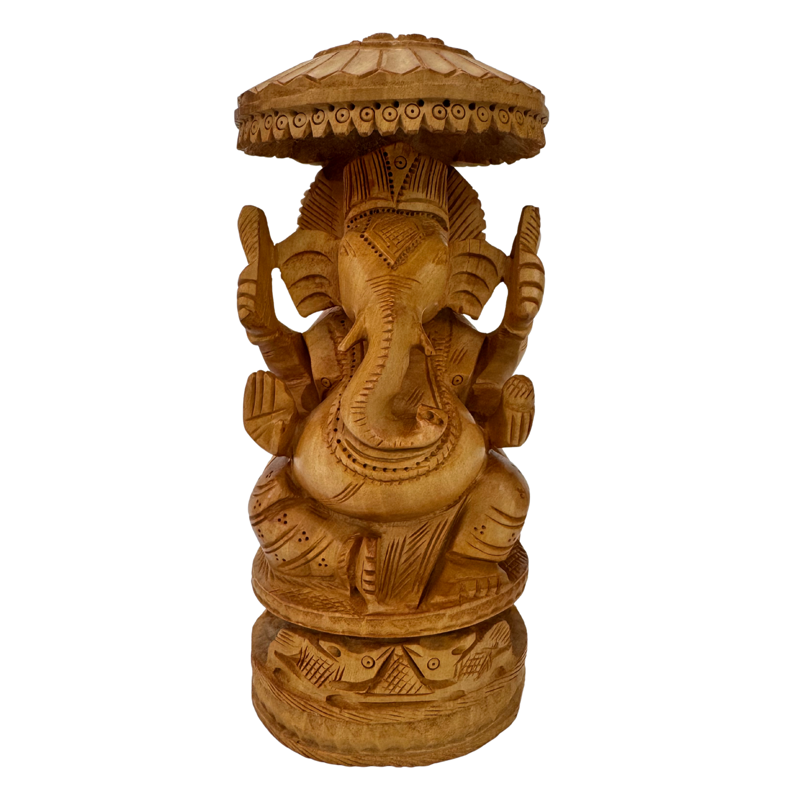 Hand-Carved Wooden Ganesha Statue | Kadam Wood Ganpati Idol Murti Home Temple Puja Room | Traditional Indian Handicraft Spiritual Gift | Vastu Decor