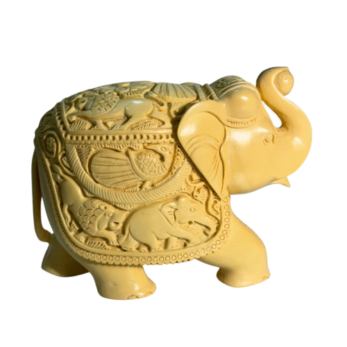 Hand Carved Marble Elephant Statue | Pure White Stone Elephant Figurine | Home Decor Sculptures | Elephant Gifts | Indian Art Handmade | Good Luck Elephant