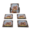 Handmade Wooden Tea Coaster Set | Hand-Painted Elephant Spice Design & Camel Print Collection | Traditional Indian Art Table Protection Decor