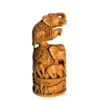 Hand-Carved Two Elephants Stacked Wooden Sculpture | Single Block Carving Family Unity Symbol | Generational Support Strength Showpiece Deco