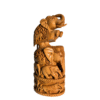 Hand-Carved Two Elephants Stacked Wooden Sculpture | Single Block Carving Family Unity Symbol | Generational Support Strength Showpiece Deco