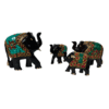 Hand-Carved Embossed Wooden Elephant Stone Chips Inlay | Natural stone Mosaic Art Traditional Technique | Collector's Investment Piece